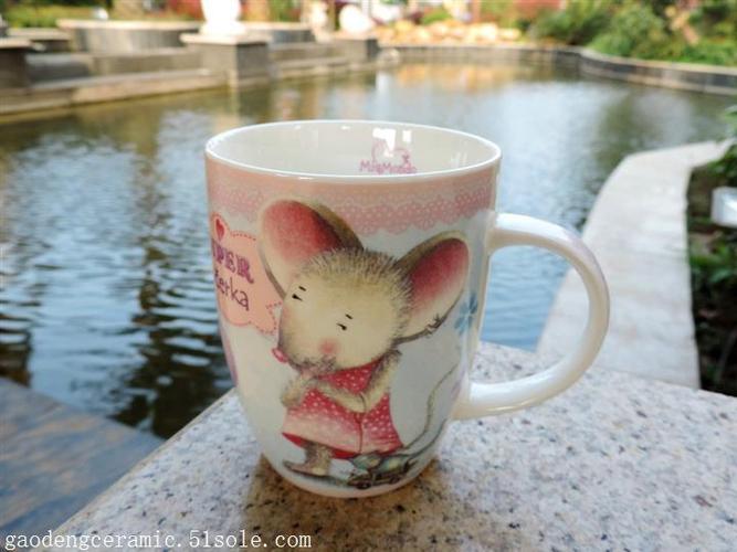 卡通老鼠鼓形陶瓷杯子 咖啡杯 日用百货水杯 批发印logo